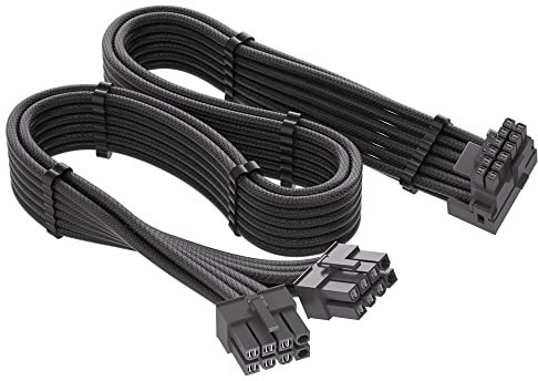 JOYJOM 12VHPWR 90 Degree Adapter for Corsair: PCIE 5.0 16AWG 600W Dual 8 Pin to 16 12+4 RTX 4090 4080 3090TI 4070Ti Graphics Card GPU, ONLY Corsair Power Supply (Type A)