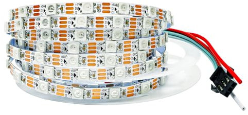 Tesfish WS2812B Striscia LED 5V, 5mm Ultra Stretto Bianco PCB RGB Strisce Pixel 2m 5050 120 LEDs IP30 Flessibile Pieno di Colori Nastri Intelligente per Decorazione Pubblicitaria Progetti DIY