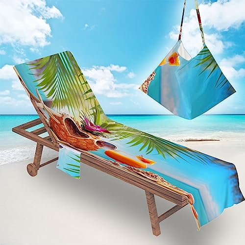 FANSU Schonbezug Für Gartenliege Frottee Liegenauflage Liegestuhl Handtuch mit Taschen Strand Strandliegenauflage Weich Strandtuch für Reisen Schwimmen (75x210cm,Ananas)