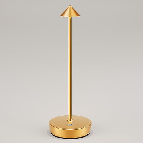 SLSMD Tischlampe Kabellos IP54 Led Outdoor Lampe 6000mAh Akku Camping Schreibtischlampe Aufladbar Nachttischlampe Touch Tischleuchte für Innen/Außen (Golden)