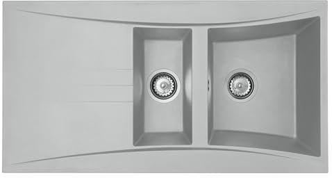 Liquida SEV150CG 1.5 Bowl Composite Reversible Grey Kitchen Sink and Waste Kit