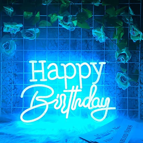 Happy Birthday eisblau LED Nachtlicht für Wanddekoration Party Schlafzimmer Bar Hochzeitstag Arrit Depot De La Bannier De Noit Geburtstagsgeschenk mit Latere USB Modulator Licht 5V 16.5 * 10