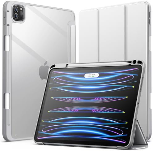 JETech Custodia per iPad Pro 11 Pollici (2022/2021/2020/2018) con Portapenne, il Involucro Posteriore Chiaro Trasparente Supporto Cover Sottile per Tablet Antiurto (Argento)