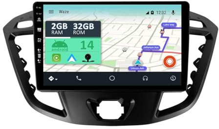 YUNTX [2GB+32GB] Android 14 Autoradio mit Navi für Ford Tourneo/Transit/Custom (2013-2021)-9 Zoll Touchscreen-mit Kamera-DAB/GPS/Lenkradsteuerung/MirrorLink/Bluetooth 5.0/WiFi/USB/4G/CarPlay