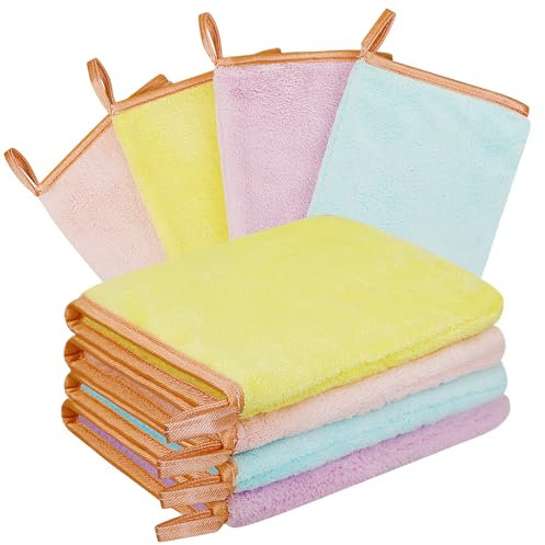 GRBAIN Mikrofaser Waschlappen 8 Stück Bunt: Kinder Frottee Waschlappen, Gesicht Waschhandschuh, Bad SPA