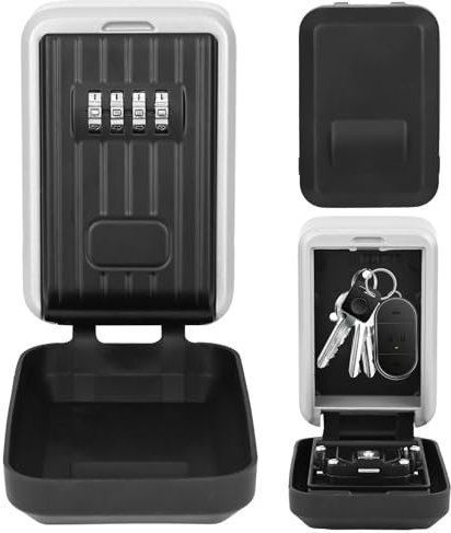 Police Approved Wall Mounted Key Safe - Outdoor 4 Digit Combination Key Lock Box with Waterproof Cover for Home, Office, Garage, School