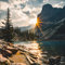 Pro-Art Glasbild Sonne am Bergsee, 30x30 cm