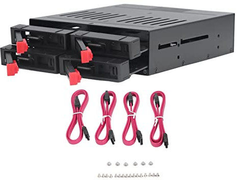 SYH&AQYE 4 Bay HDD Käfiggehäuse, 5,25 Zoll Laufwerksfach, 2,5 Zoll Wechselrahmen, Kompatibel mit 9,5 mm und 12,5 mm Dickem Boden, Festplatten Ssds für IT Profis