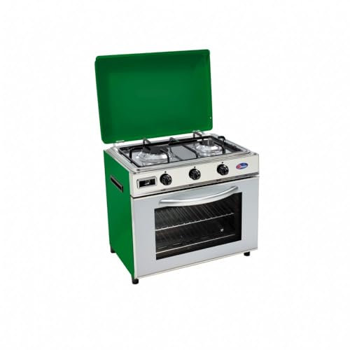 Parker srl Cucina Forno a Gas GPL Fornello 2 Fuochi con Piano Estraibile Baby Cucina CFParker (Verde, Con Grill)