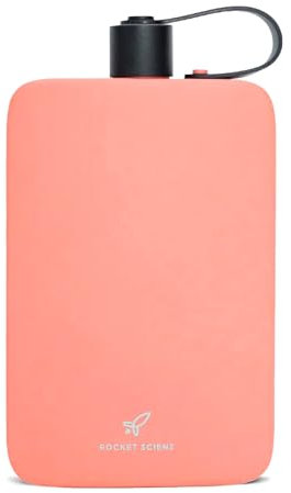 Rocket Scienz Flache Wasserflasche aus Edelstahl, 500 ml, minimalistisches Design für einfachen Transport, BPA-frei, auslaufsicher, perfekt für Reisen, Fitnessstudio und den täglichen Gebrauch, Rosa