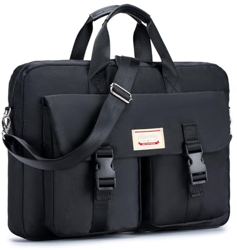 YOODI Sacoche Ordinateur 15.6 Pouces Imperméable Pour PC Portable, Cours, Travail, Affaires, College - Pochette à Bandoulière Porte Document Femme et Homme, Noir