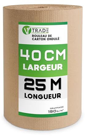 V1 TRADE Wellpappe Rolle 40cm x 25m - Rollenwellpappe 190g/m2 - Verpackungsmaterial für Sicheren Versand und Lagerung - Umweltfreundlich und Recyclebar