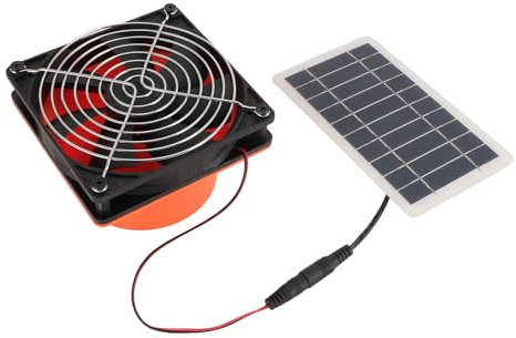 Asixxsix Ventilador de Escape con Energía Solar, Kit de Ventilador de Ventilación con Panel Solar de 5 V 10 W con Malla Protectora, Potente Ventilador de Ventilación con Energía Solar