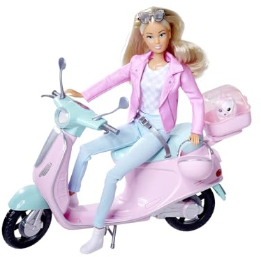 Simba - Steffi Love Scooter - Casque et Lunettes de Soleil - Promenade avec Son Chien - A Partir de 3 Ans