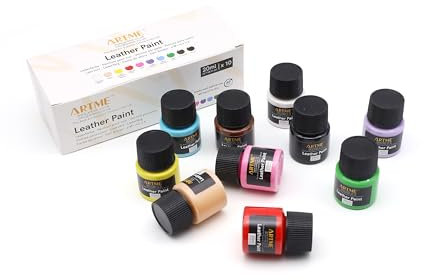 Artme Acryl-Lederfarbe 10 Farben 20 ml x 10, wasserfest, geeignet für Leder, Kunstleder, Holz, Kunststoff, Textilien, Stein, Keramik und Vinyl
