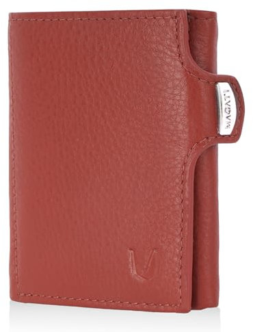 MAGATI Slim Wallet mit Münzfach, RFID-Schutz - il Santo Kartenetui - für Damen sowie Herren - Kartenhalter Einkaufswagenchip-Fach Portemonnaie klein – Geldbeutel, Cognac