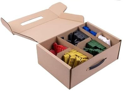 DECKLINE Abstandshalter Kunststoff - 300 Stück - 24 x 100 mm - Im Set: 1, 2, 3, 4, 5, 6 mm - MIX Distanzklötze aus Kunststoff für Fußböden, Fenstern und Türen - Verglasungsklötze - Unterlegplatten