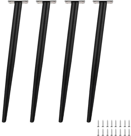 Set mit 4 schwarzen Metall-Tischbeinen, 55 cm, schräge, konische Sofa-Stützfüße für Schrank, Couch, Stuhl, DIY-Möbel, Ersatz mit Schrauben
