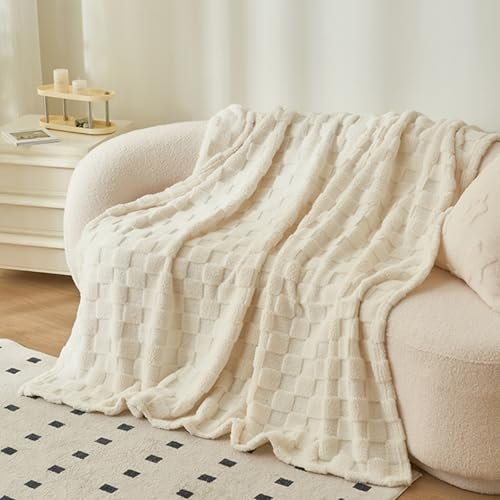 GKXLH Kuscheldecke Flauschig - Weiche Baumwoll Fleecedecke Kuscheldecke Beige, Fuzzy Kuschelig Flauschige Decke, Kaninchen Kunstfell Leichte Blanket, Warme Decke für Couch Bett Sofa (Beige, 100X160)