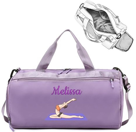 Personalisierte Reisetasche mit Namen und Logo, Sporttasche für Yoga und Tanz, wasserdichte Wochenendtasche für Damen und Herren, mit Schuh- und Nasswäschefach