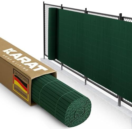 KARAT PVC Sichtschutz für Garten, Balkon, Terrasse - 180x300 cm Grün - Balkonsichtschutz, Sichtschutzmatte wetterfest, Zaun als Balkonverkleidung, Poolumrandung und Windschutz - Gartenzaun