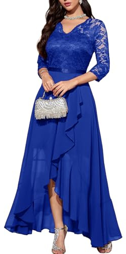 Bbonlinedress Mujer Vestido A-línea de cóctel Top Falda de Encaje Columpio de Gasa para Boda de Bola de Fiesta Cuello en V Manga Corta Gasa Corte para Mujer