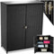 tectake® Armoire de Jardin Abri de Jardin en Résine tressée & Aluminium Inoxydable Solide, avec 2 Portes battantes, Remise pour Outils de Jardinage 3 étagères Accessoires de Piscine Jouets Enfants
