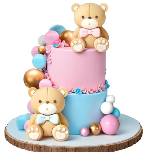 décorations de gâteaux pour la gender reveal rose et bleu décoration de gâteau garçon ou fille décoration de gâteau ourson décoration de gâteau pour la fête de bébé