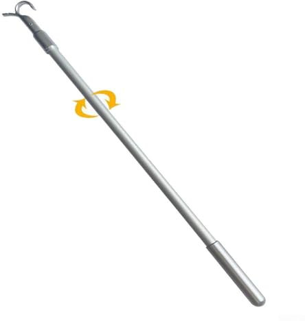 Aluminum Telescopic Curtain Pull Rod Window Opener Pole with Hook for Skylight Vertical Blind Adjustable 33-60cm Silver