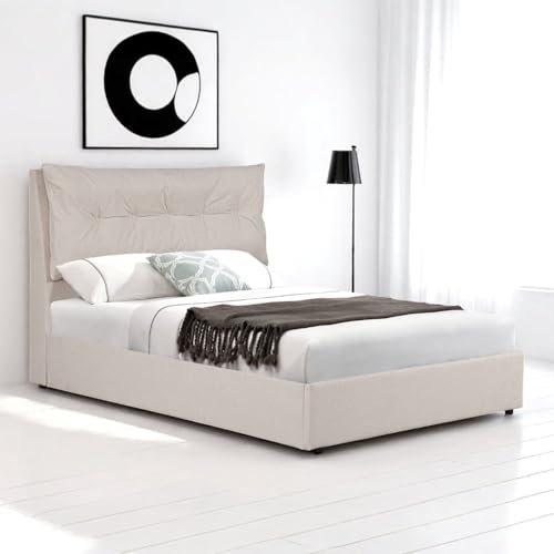 OAT Home Prestbury Ottoman Storage Bed Frame Pillow Headboard Design Charcoal Grey/Natural - Double/King Size (Natural, King (U.K. Standard))