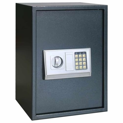 vidaXL Digitaler Safe mit Schloss Dunkelgrau 35 x 31 x 50 cm Stahl, Heimwerker Schreibtischsafe, moderner digitaler Tresor, robuster Stahl, sichere Aufbewahrung für Wertsachen