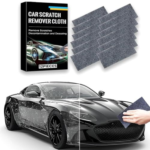 LAXISCREED 12 Stück Nano Sparkle Tuch – Kratzer Entferner Auto, Nano Sparkle Tuch Auto Kratzer Original, Entfernt Effektiv Autokratzer, Wasserflecken & Farbreste