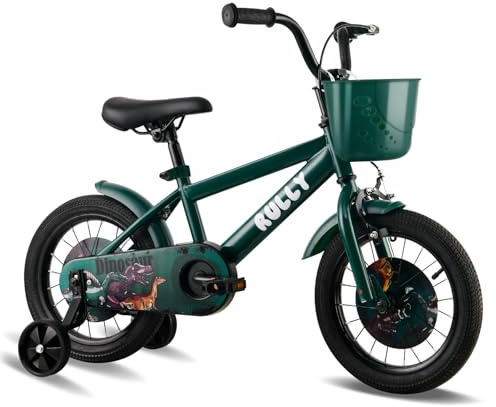 RULLY Dinosaur Kinderfahrrad für Jungen von 2-7 Jahren, 12, 14, 16 Zoll BMX-Stil Kinderfahrräder mit Stützrädern, Kinderfahrrad für Kleinkinder