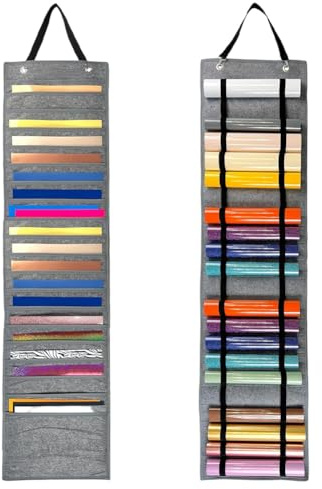 Vinyl Organizer Aufbewahrungsregal, Vinyl Rollenhalter mit 21 Fächern & 22 Rollenhaltern, Stabil & Platzsparend Rollenhalter für Plotterfolie bis 33cm, Wickel-Organizer für Vinylfolie Bastelbedarf