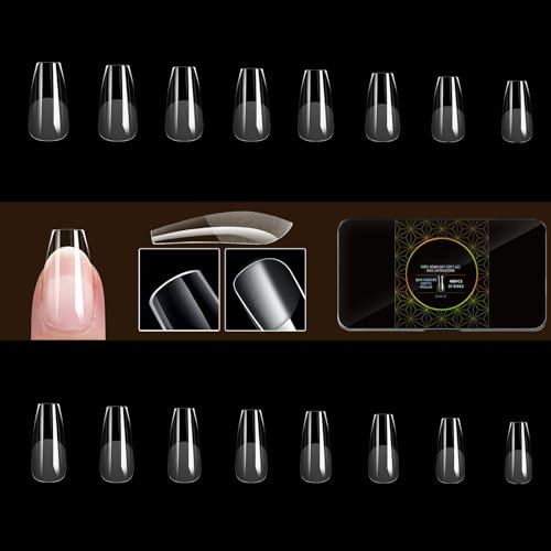 480 Pcs Press On Nails Semi-Frosted Nails Tips Full Covers Stick On Soft Gels Tips Manicures Supplies For Salons