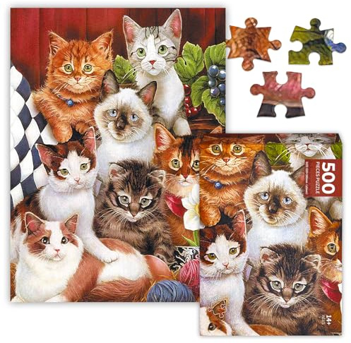 500 Teile Puzzle Erwachsene Katen 500 Teile Puzzle Tiere Puzzles 500-Teile Tiere Lustig 500-Teile Puzzles Erwachsene Katen Lernspiele – Deko-Puzzle für Teenager und Senioren