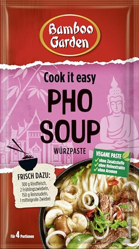 Bamboo Garden - Pho Suppen Würzpaste | 50 g im Beutel | Zum schnellen Zubereiten von vietnamesischen Pho-Suppen | Für 4 Portionen | Vegan, natürliche Zutaten