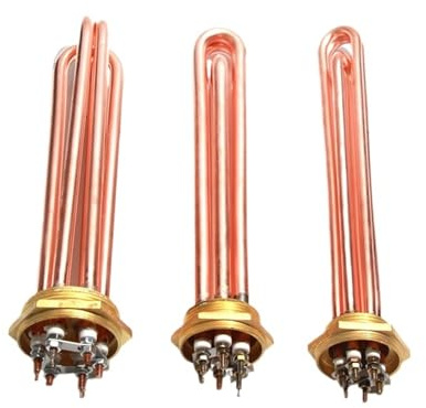 Xuro Élément chauffant tubulaire en cuivre DN32 (41 mm), DN40 (47 mm), DN50 (58 mm), 110 V/220 V, 3/4,5/6/9/12 kW, 1 pièce(DN50 58mm,110V,6KW 240mmL)