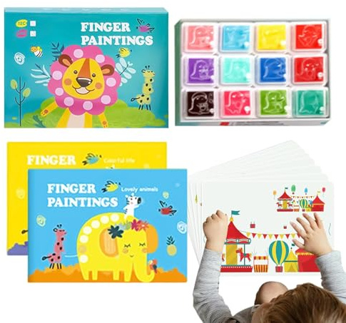 Fingerfarben Papier | 12 Farben pädagogisch waschbar - Künstlerisches Zeichenblock Set Für Junge Und Mädchen - für Spaß zu Hause Unterricht Reise Mädchen