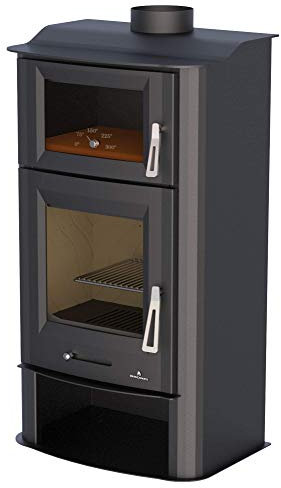 Bronpi Holzofen mit Ofen Tudela, Schwarz, 13 kW, Holzbefeuerung, Geeignet für Räume bis zu 325 m²