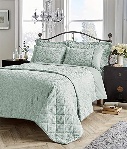 Olivia Rocco Savoy Jacquard Duvet Set Easy Care Double King Super King Size Quilt Covers & Pillowcases Bedding, Double, Duck egg