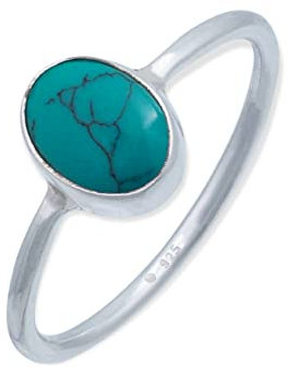 mantraroma Ring Silber Damen Türkis Edelstein türkis schlicht modern