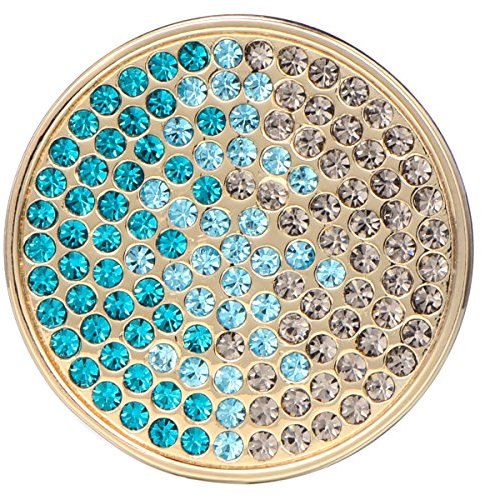 Morella Damen Schmuckmünze Coin 33 mm Zirkoniasteine grün-blau-Silber