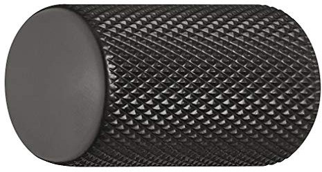 Gedotec Möbelgriff schwarz matt eloxiert - Aluminium Möbelknopf Vintage Schrankknopf geriffelt - KING | Türgriff Möbel-Schranktür | Knopf Ø 17 mm | Knauf rund | 1 Stück - Türknopf mit Gewindeschrauben