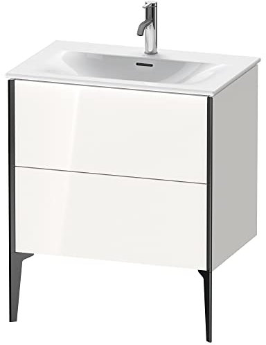 Duravit XViu 4301 Waschtischunterbau stehend, 2 Auszüge, für Waschtisch Viu 234473, 710x480 mm, Farbe (Front/Korpus): schwarz matt/weiß hgl. - XV43010B285