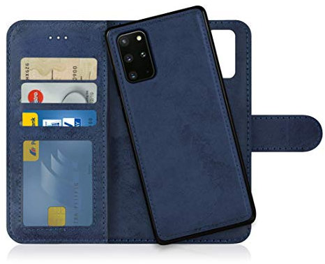 MyGadget Flip Case für Samsung Galaxy S20 Plus - [ abnehmbare Magnet Hülle ] - Handyhülle aus Kunstleder - [ Klapphülle mit Kartenfach ] Schutzhülle in Dunkelblau