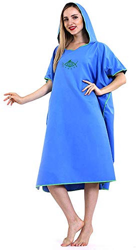 Badeponcho, Surfponcho, Ultraleicht Handtuch Badetuch Poncho, Strand Umziehhilfe, Schnelltrockend Bademantel aus Mikrofase für Damen Herren Kinder 90 * 110cm (Dunkelblau)