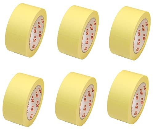 DEFACTO Packabdeckband Klebeband Kreppband Malerkrepp Malerband 50mmx50m 6er Rolle