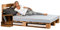 sunnypillow 200x200 cm Palettenbett mit Kopfteil Eiche Massivholzbett Bett aus Paletten Palettenmöbel Fichte europalette Fichte Eiche 80 90 100 120 140 160 180 200 220 240 x 200cm