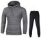 Xmiral Herren Sweatshirt Top + Hosen Herbst Langarm Plaid Hoodie Mit Kapuze T-Shirt Outwear(Dunkelgrau mit Hosen,XL)